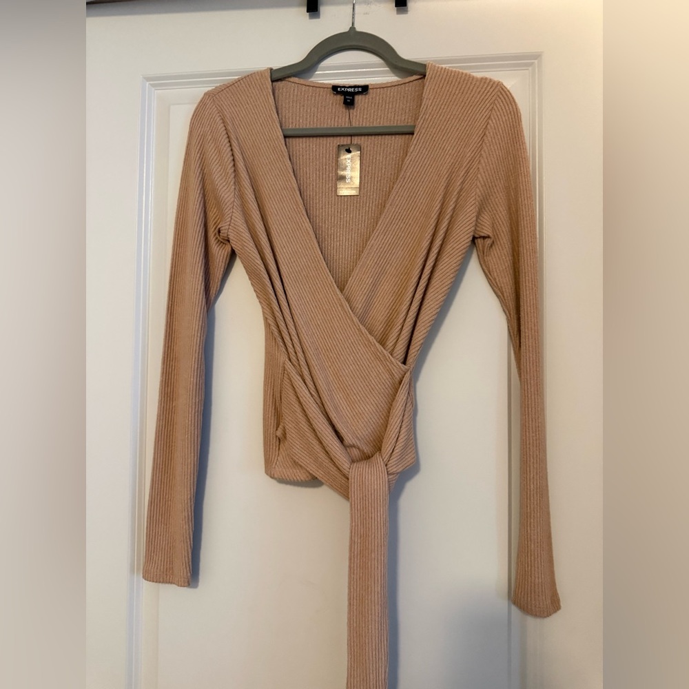 Express Ribbed Wrap Sweater